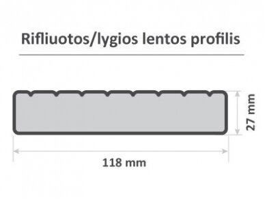 Terasinė lenta, rifliuota/lygi, termo mediena, 27x118x3100mm 4